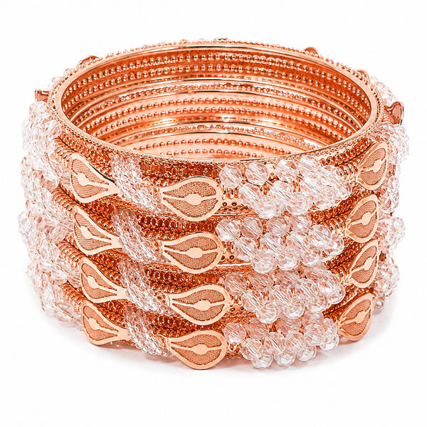  Rose Gold Crystal Bangles Set (Pack of 4)